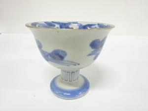 古伊万里　染付　金彩　金魚　盃洗